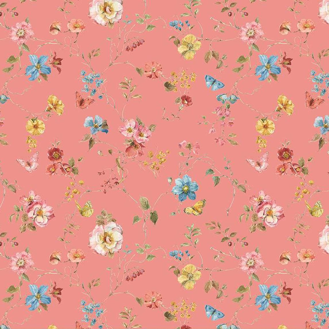 Countryside Coral Floral Fabric