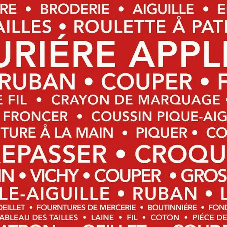 Courturiere Parisienne Red French Text Fabric