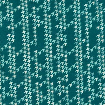 Cozy Wonderland Teal Houndstooth Fabric