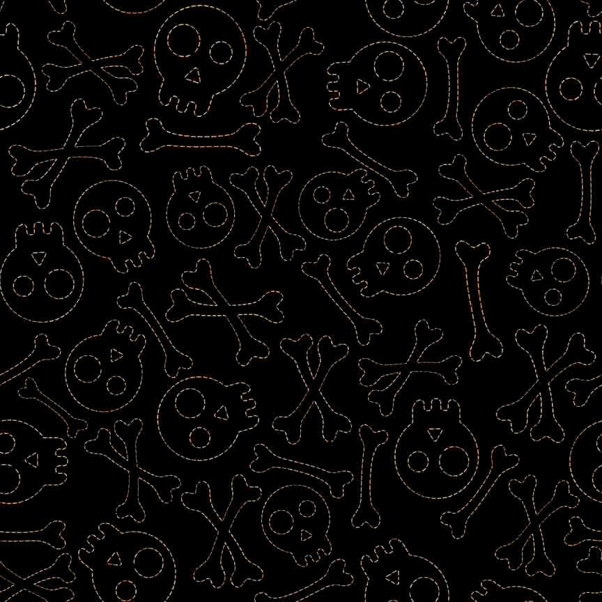 Creepin' It Real Black Stitched Skulls Fabric-QT Fabrics-My Favorite Quilt Store