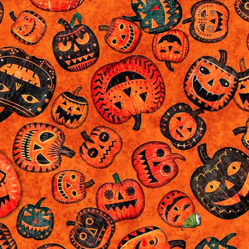 Creepin' It Real Orange Pumpkin Toss Fabric