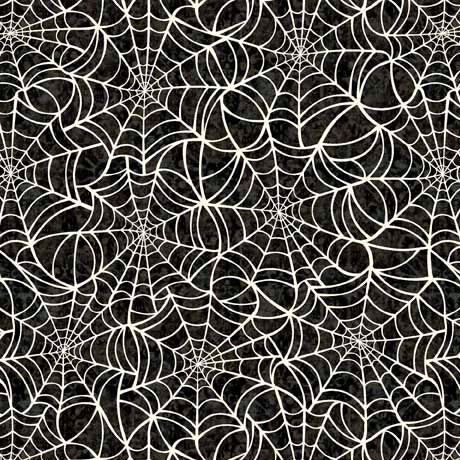 Creepsville Charcoal Spiderweb Fabric