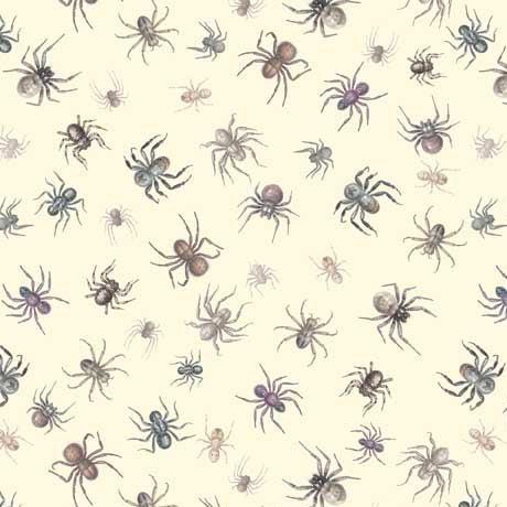 Creepsville Light Green Spider Toss Fabric-QT Fabrics-My Favorite Quilt Store