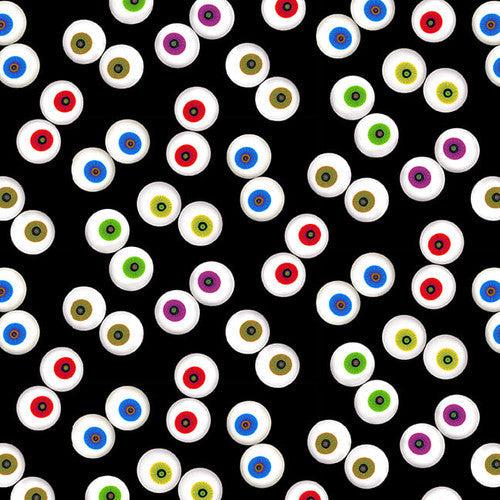 Creepy & Kooky Black Eyeballs Glow-In-The-Dark Fabric