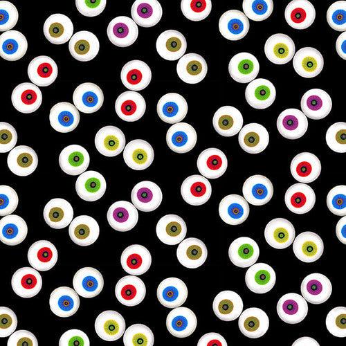Creepy & Kooky Black Eyeballs Glow-In-The-Dark Fabric-Blank Quilting Corporation-My Favorite Quilt Store