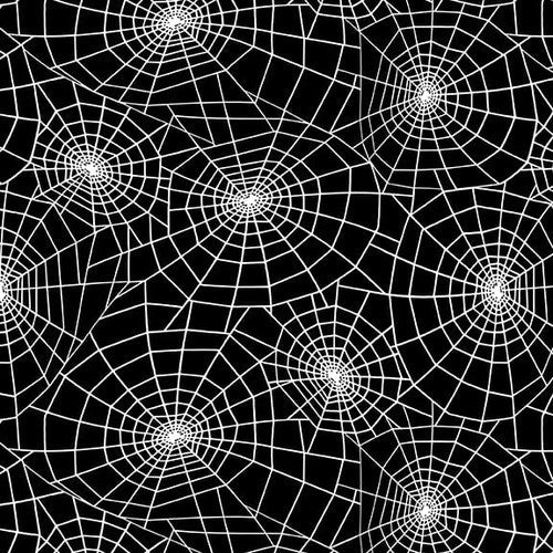 Creepy & Kooky Black Spider Webs Glow-In-The-Dark Fabric-Blank Quilting Corporation-My Favorite Quilt Store