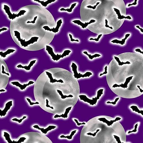 Creepy & Kooky Purple Bats Glow-In-The-Dark Fabric-Blank Quilting Corporation-My Favorite Quilt Store