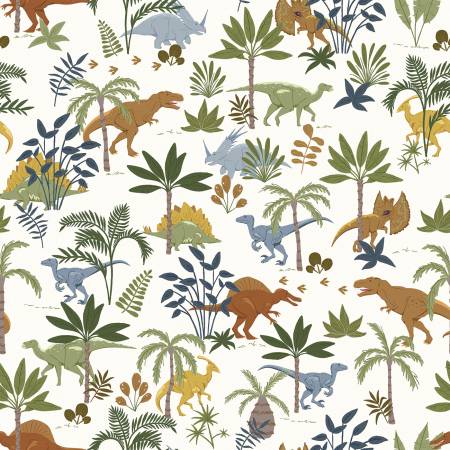 Cretaceous Cream Jungle Dinos Fabric-Riley Blake Fabrics-My Favorite Quilt Store