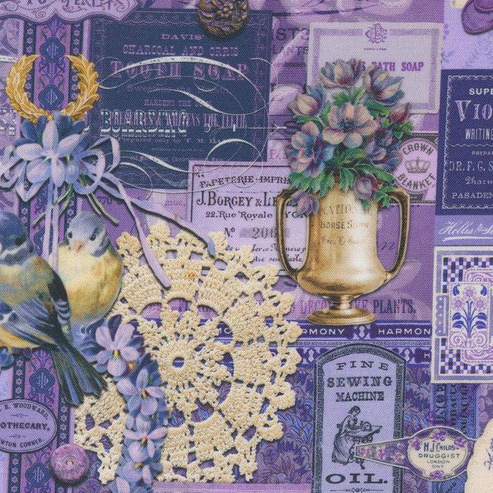 Curated In Color Purple Collage Patchwork Fabric