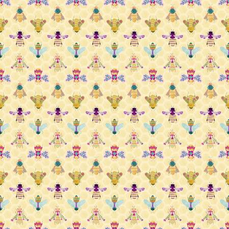 Curious Garden Limelight Bee Curious Fabric-Dear Stella Fabrics-My Favorite Quilt Store
