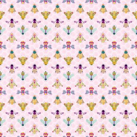 Curious Garden Pink Bee Curious Fabric-Dear Stella Fabrics-My Favorite Quilt Store