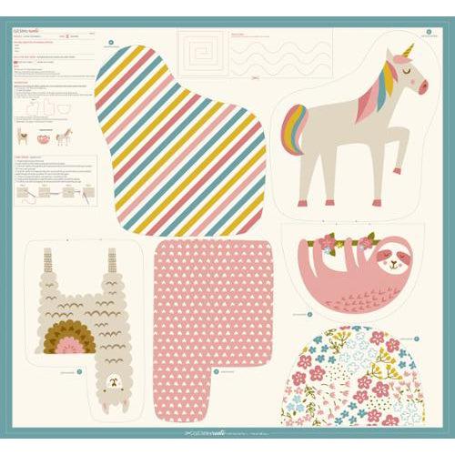 Cut, Sew, Create Part Two Unicorn, Llama, Sloth Plushie Panel 38″