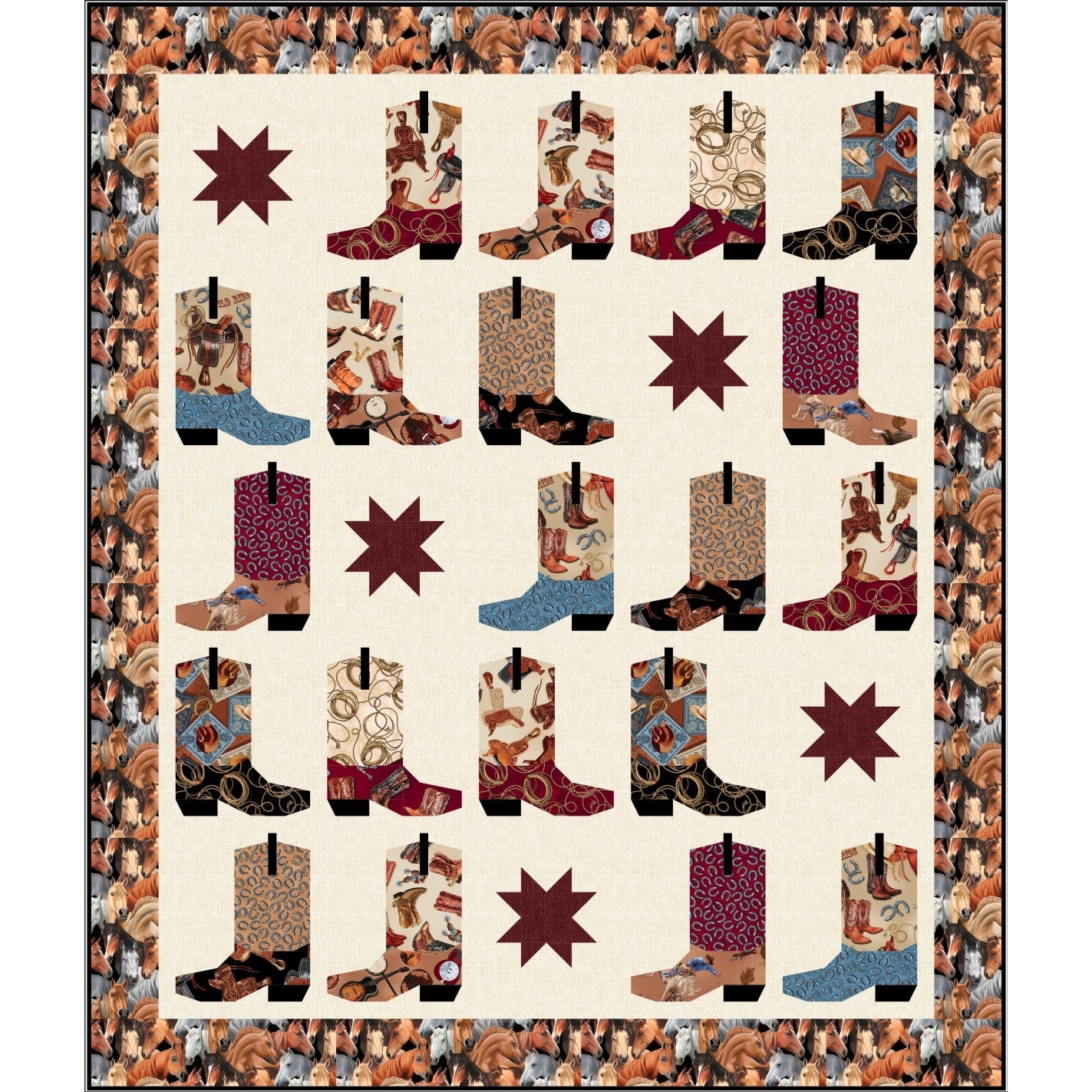 Cute Boot Pattern-Benartex Fabrics-My Favorite Quilt Store