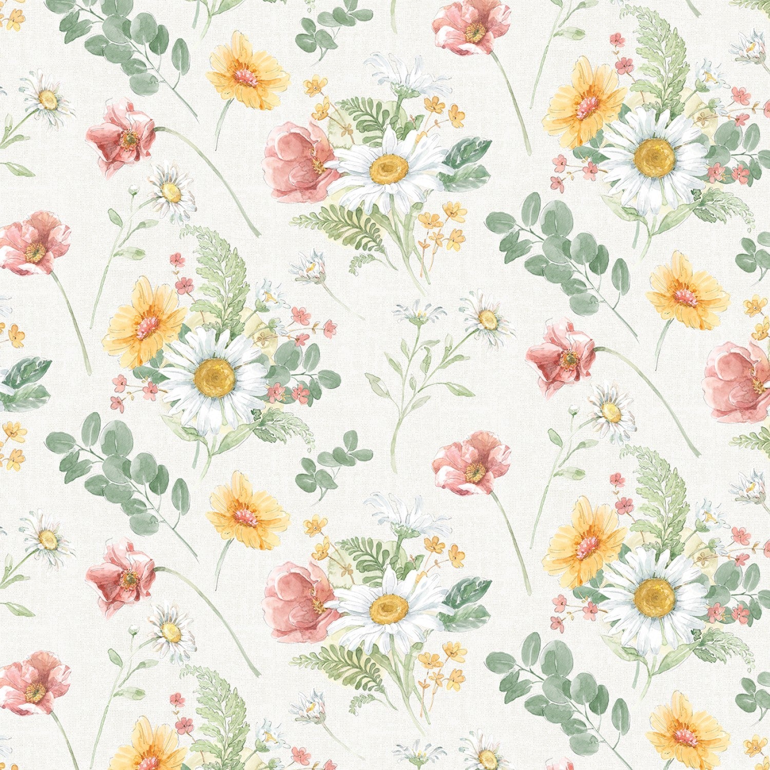 Daisy Days Cream Large Floral Fabric