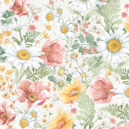 Daisy Days Cream Packed Floral Fabric-Wilmington Prints-My Favorite Quilt Store