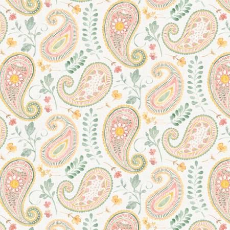 Daisy Days Cream Paisley Fabric-Wilmington Prints-My Favorite Quilt Store