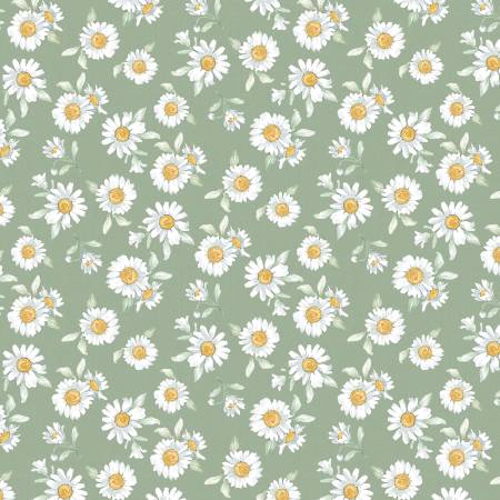 Daisy Days Green Daisies Fabric