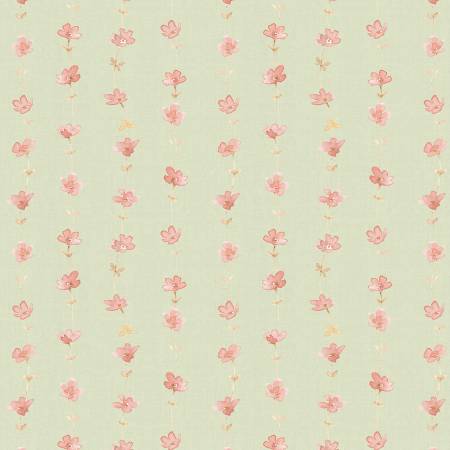 Daisy Days Green Floral Stripe Fabric