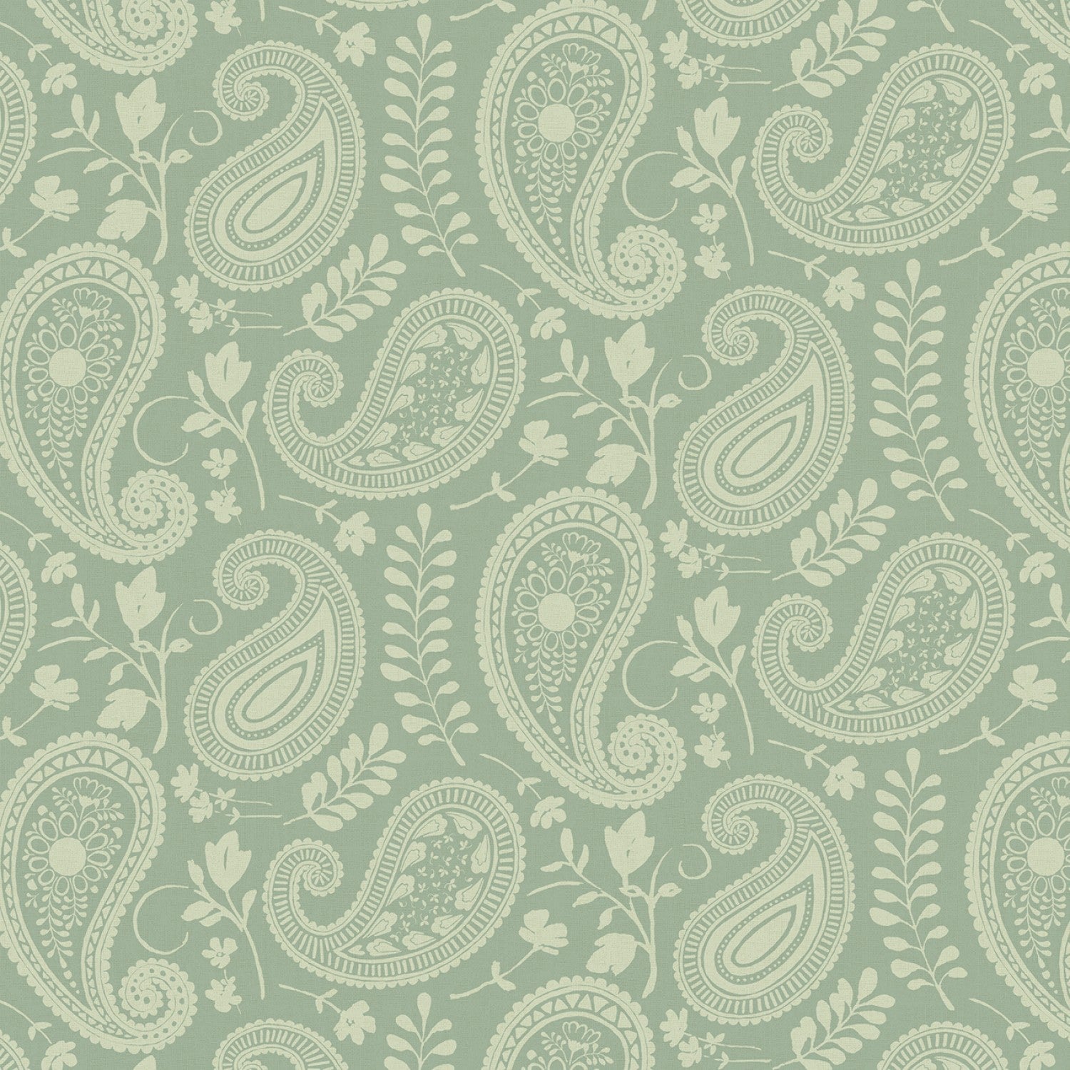 Daisy Days Green Tonal Paisley Fabric