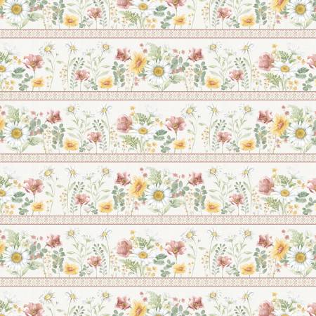 Daisy Days Multi Repeating Stripe Fabric