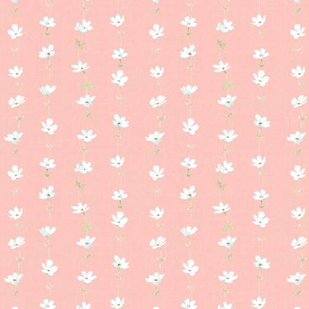 Daisy Days Pink Floral Stripe Fabric-Wilmington Prints-My Favorite Quilt Store
