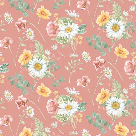 Daisy Days Pink Large Floral Fabric
