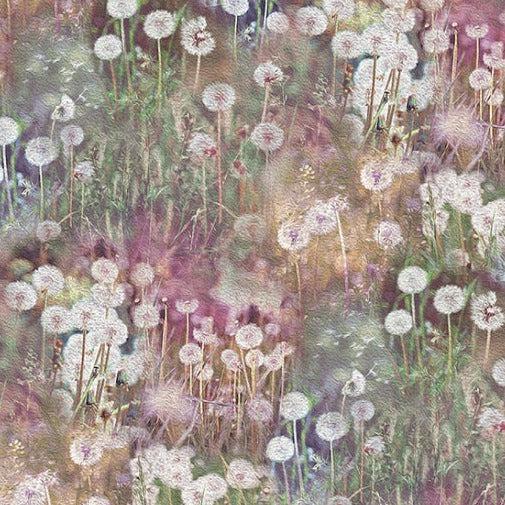 Dandelion Wishes Meadow Dandelions Digital Print Fabric-Hoffman Fabrics-My Favorite Quilt Store