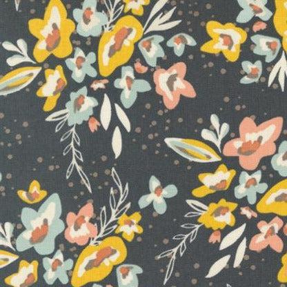 Dawn on the Prairie Charcoal Sprig Floral Fabric