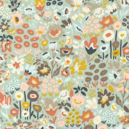 Dawn on the Prairie Rainy Mist Meadow Florals Fabric