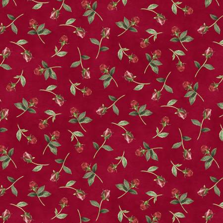 Daydream Garden Burgundy Rosebud Toss Fabric-Wilmington Prints-My Favorite Quilt Store