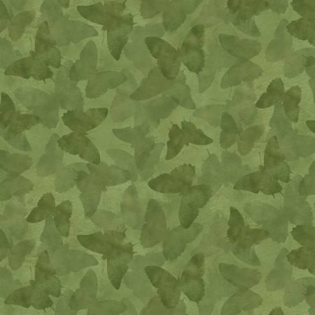 Daydream Garden Green Tonal Butterflies Fabric-Wilmington Prints-My Favorite Quilt Store