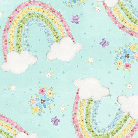 Daydreamer Aqua Rainbow Toss Fabric