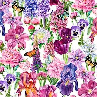 Deborah's Garden White Ditsy Floral Fabric by _Michael Design Works -  Northcott Fabrics