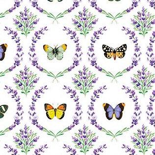 Deborah's Garden White Butterfly Fabric