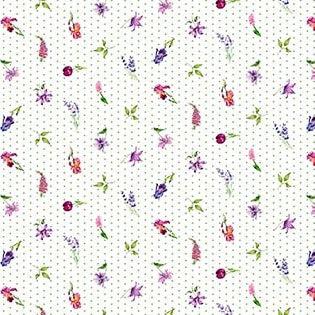Deborah's Garden White Ditsy Floral Fabric-Northcott Fabrics-My Favorite Quilt Store