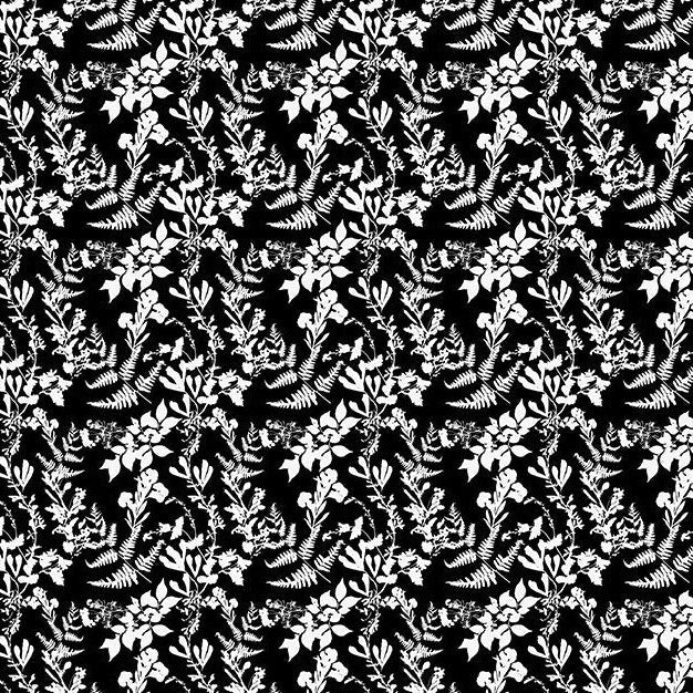Decoupage Black Floral Fabric
