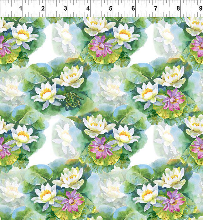 Decoupage Waterlilies Floral Fabric-In The Beginning Fabrics-My Favorite Quilt Store