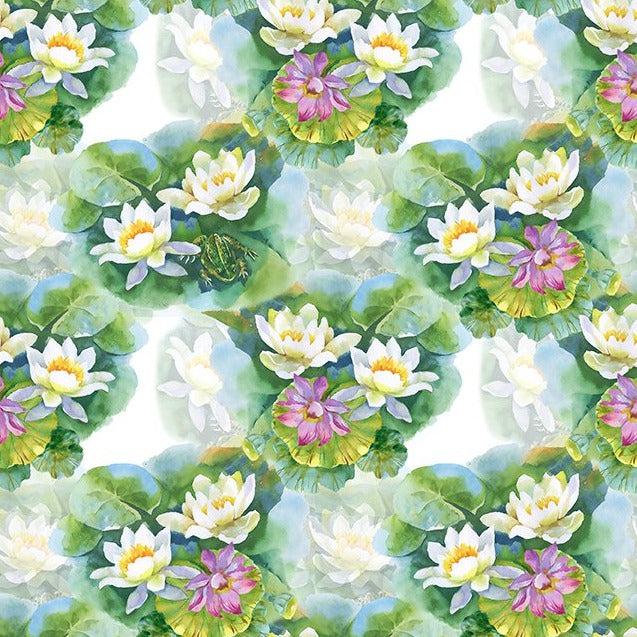 Decoupage Waterlilies Floral Fabric-In The Beginning Fabrics-My Favorite Quilt Store