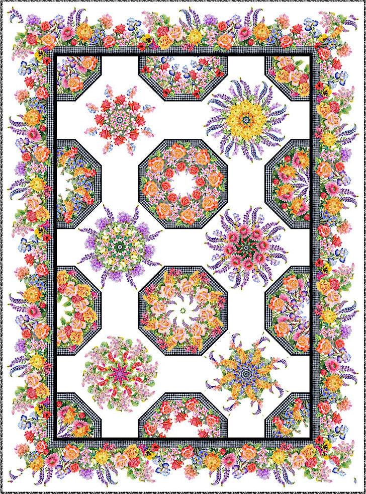 Decoupage White Kaleidoscope Floral Quilt Kit-In The Beginning Fabrics-My Favorite Quilt Store
