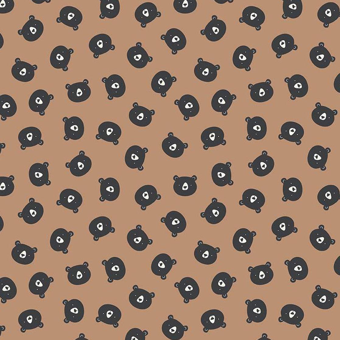 Designer Flannel Brown Bear Heads Flannel Fabric