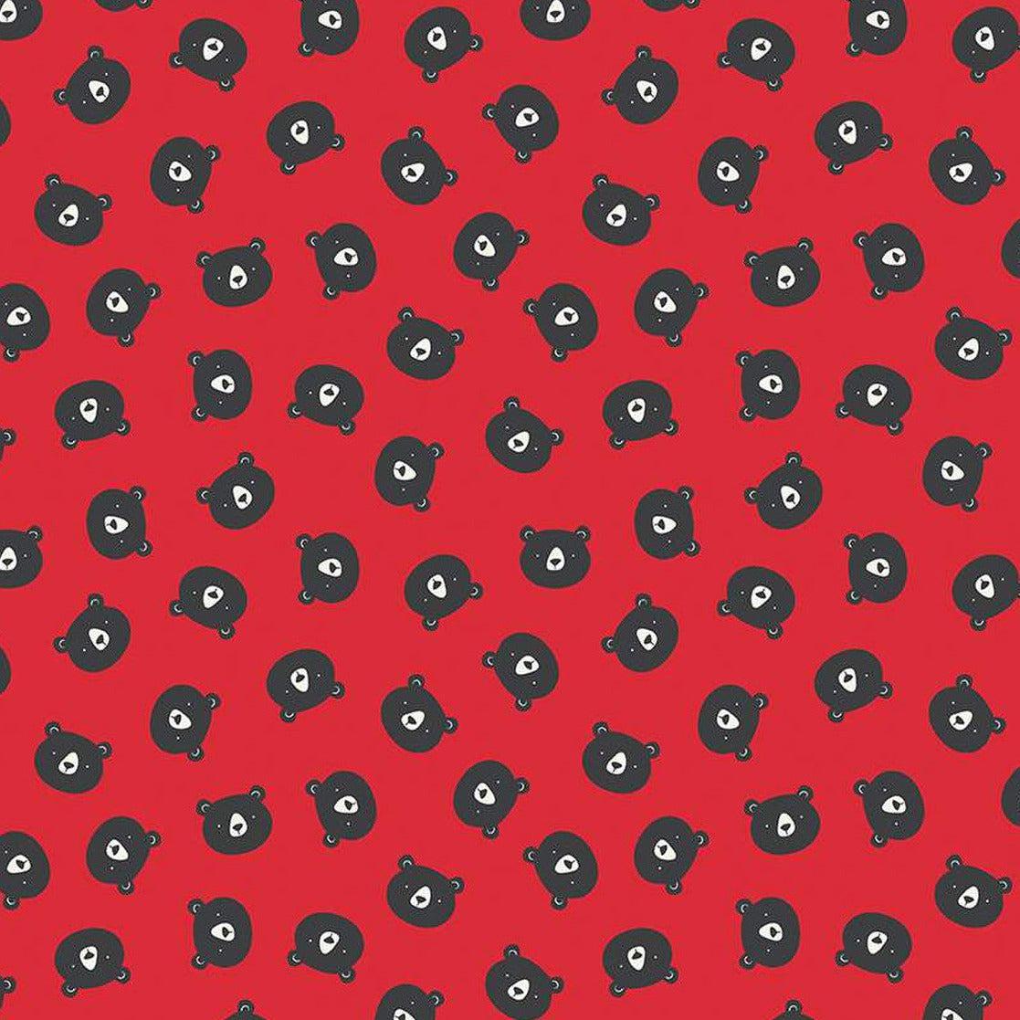 Designer Flannel Red Bear Heads Flannel Fabric-Riley Blake Fabrics-My Favorite Quilt Store