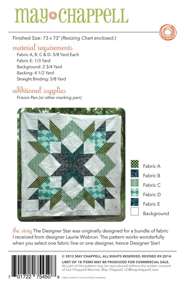 Designer Star Quilt Pattern-May Chappell-My Favorite Quilt Store