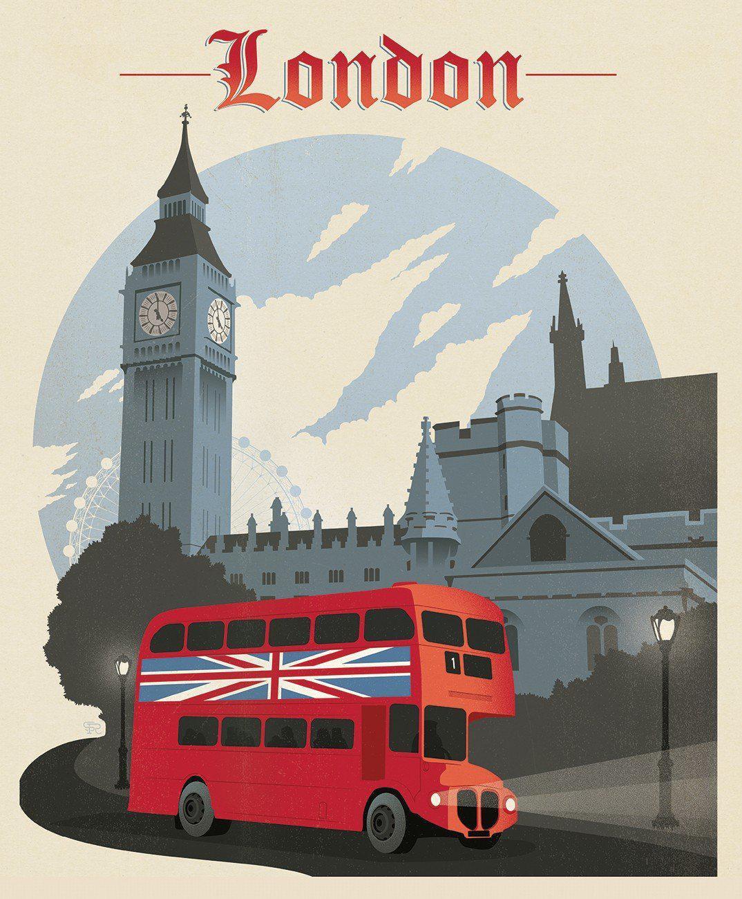 Destinations London Poster Panel 36"x 43/44" – End of Bolt – 35″ × 44/45″ Damaged-Riley Blake Fabrics-My Favorite Quilt Store