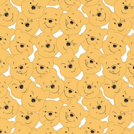 Disney All About Me! White Pooh Faces Fabric - Camelot Fabrics