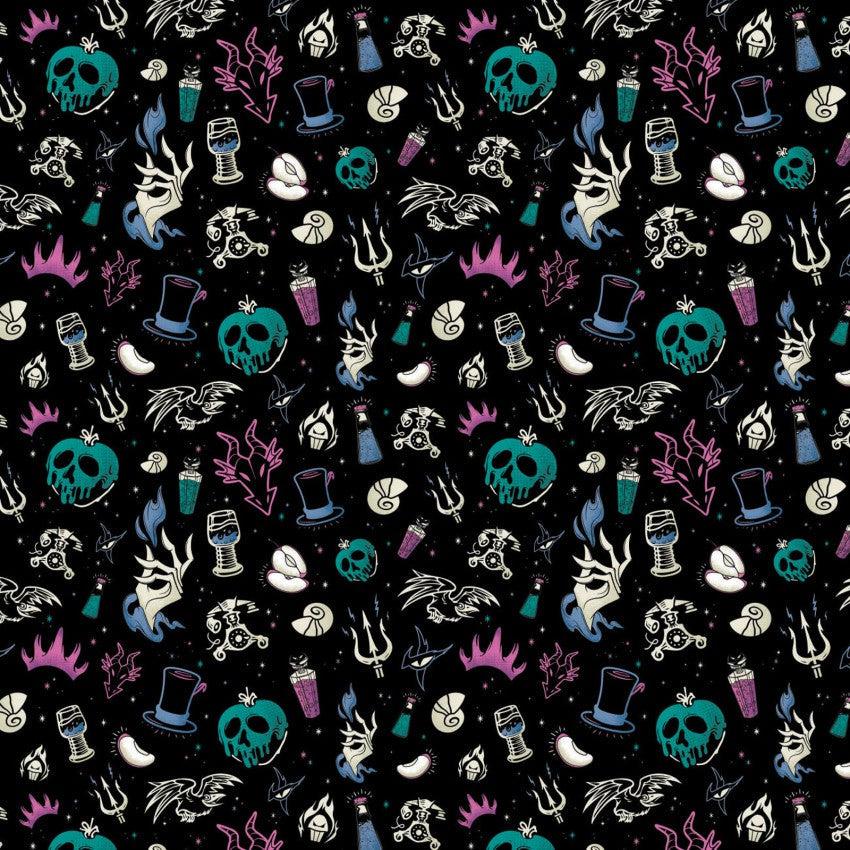 Disney Villains Mayhem Multi Villain Iconography Fabric