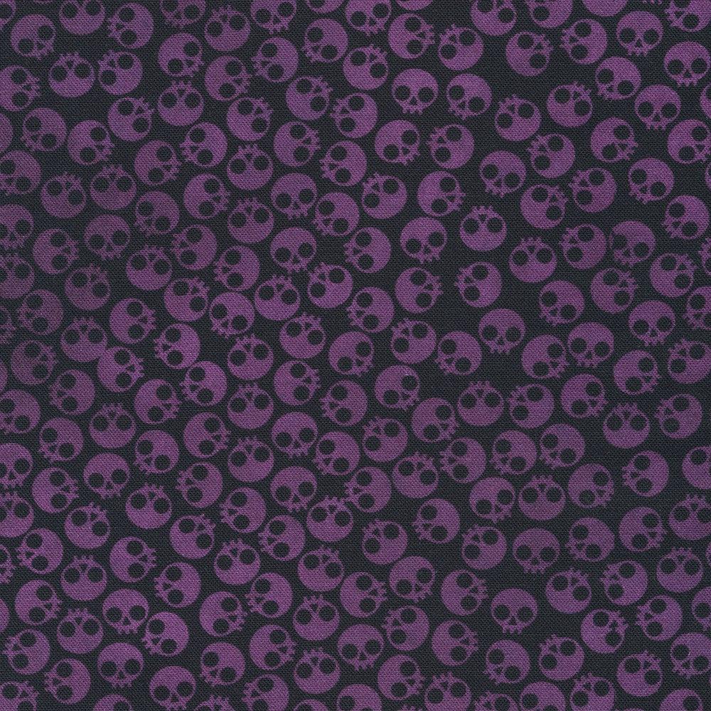 Dreadful Delights Midnight Purple Small Skulls Fabric-Robert Kaufman-My Favorite Quilt Store