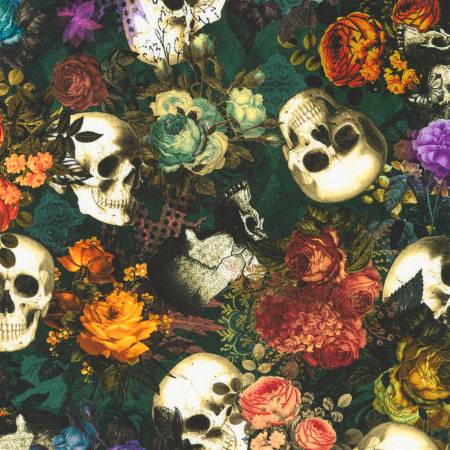 Dreadful Delights Nightfall Skulls Fabric-Robert Kaufman-My Favorite Quilt Store