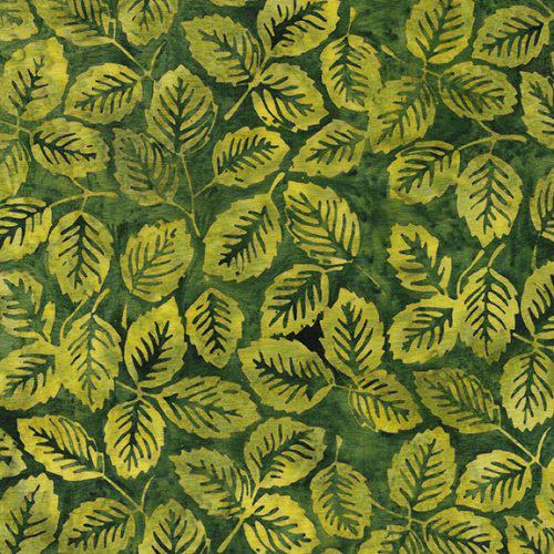 Earthly Greens Basil Green Grass Leaves Batik Fabric by Kathy Engle -  Island Batik