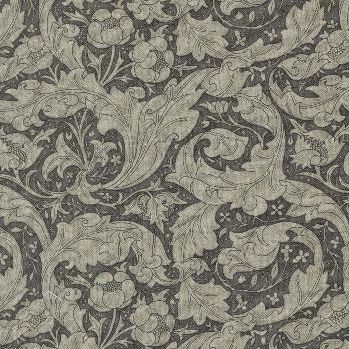 Ebony Suite Charcoal Button Floral Leaves Fabric
