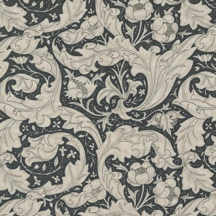 Ebony Suite Ebony Porcelain Button Floral Leaves Fabric-Moda Fabrics-My Favorite Quilt Store